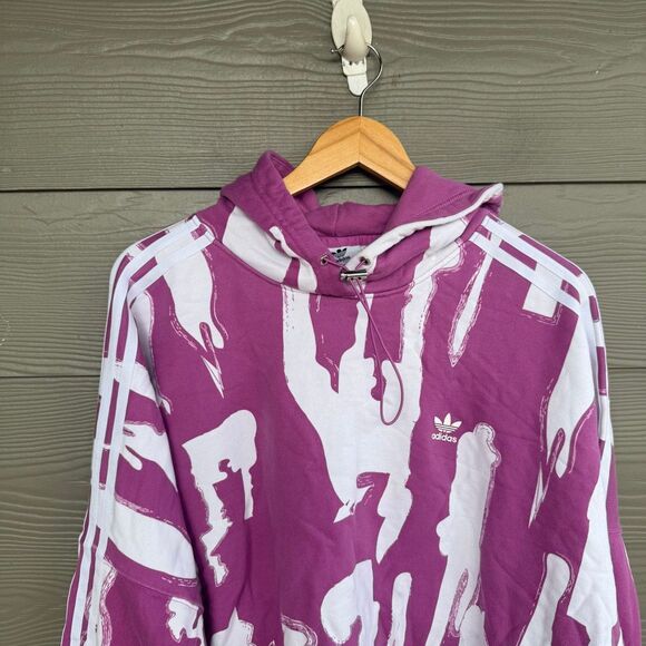 adidas Originals x Thebe Magugu hoodie in semi pulse lilac with all-over print - Picture 3 of 6